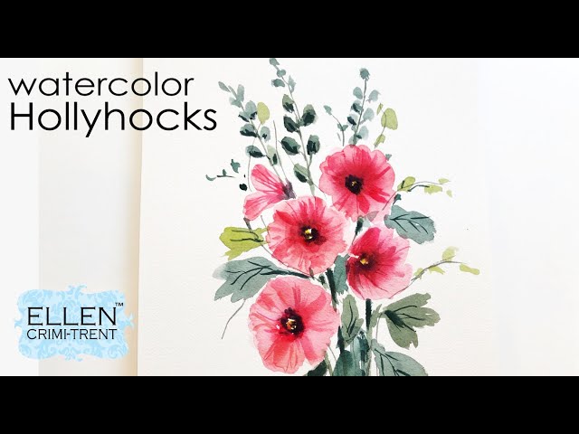 Watercolor Hollyhocks for Beginners/ Easy step by step Tutorial