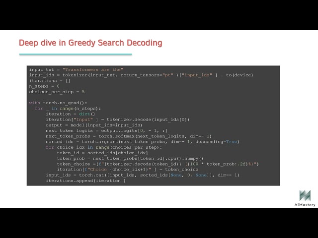 2-  Greedy Search Decoding  - ( chapter 5 text generation)
