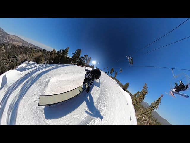 Big Bear Mtn - 1st time Snowboarding with 360° view. 🏂 quick freestyle run