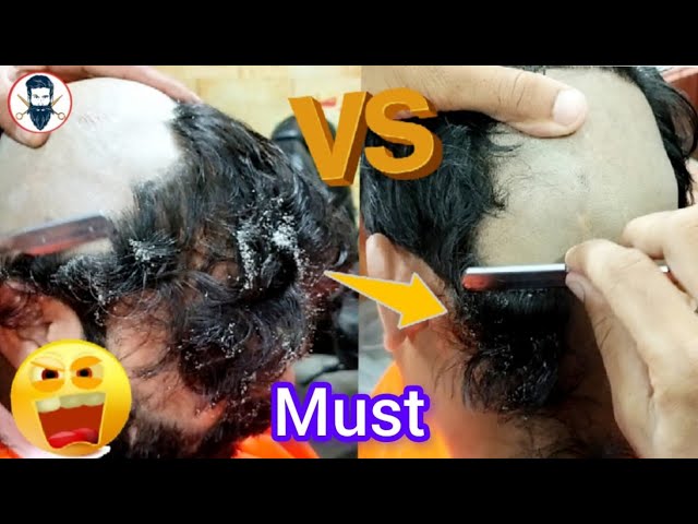 Head Shaving🥳2024  Top 2 VS Hard Dandruff Remove Head Shave Tutorial ❓ ASMR barber 🙄