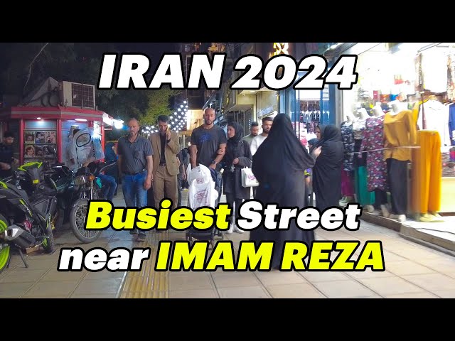Night Walk in Bazaars Near Imam Reza Shrine | خیابان شیرازی