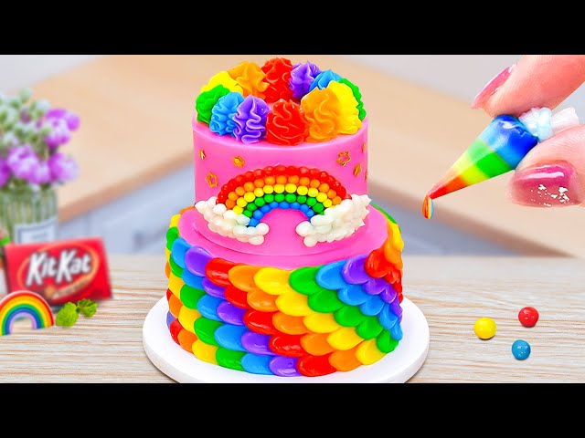 Adorable Rainbow Buttercream Cake 🌈 Miniature Rainbow Princess Cake Recipe Ideas By Cute Cakes