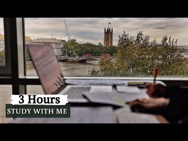 3 HOUR STUDY WITH ME  | Background noise, 10 min Break, No music, Study with Merve