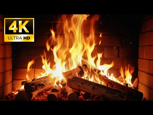 🔥 Fireplace 4K UHD!. Fireplace with Crackling Fire Sounds. Fireplace Burning for Home - 12 Hours
