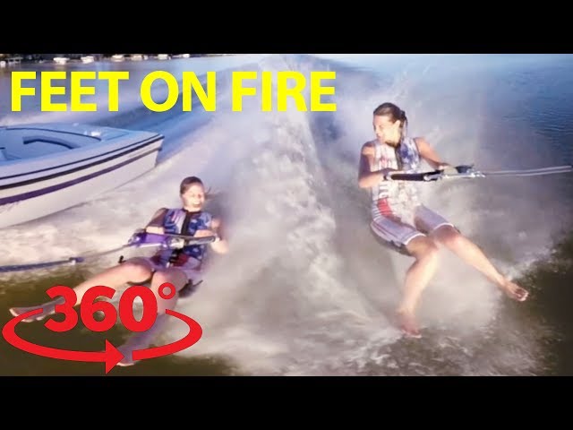 Walk on water with champion USA barefoot waterskiing sisters in 360