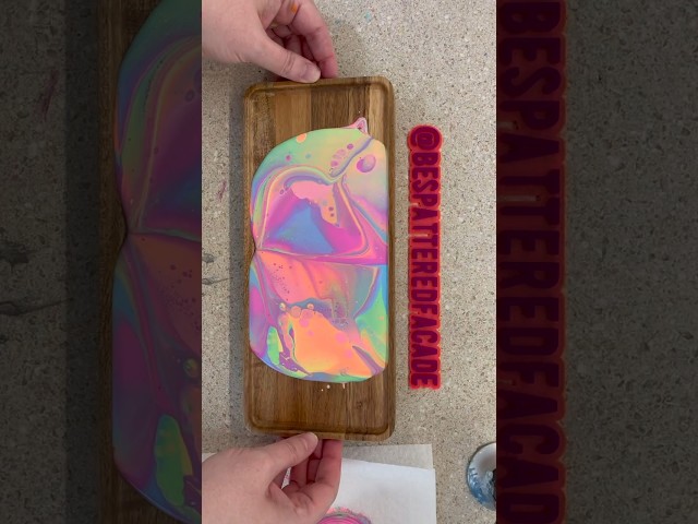 Rainbow sherbet dirty pour fluid art painting technique process video bright neon colors