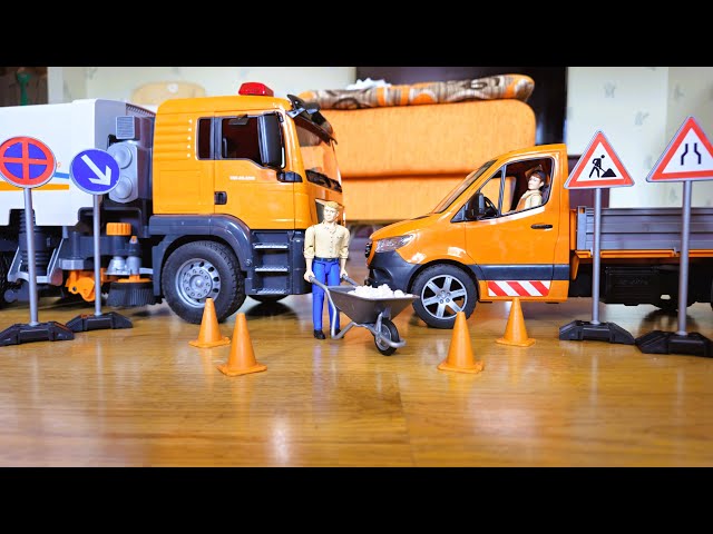 BRUDER Toys Street Sweeper and Roadworks Van Cleaning BBC TV