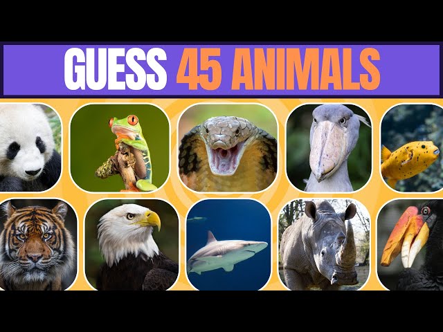 Guess 45 ANIMALS...! 🐶🐱 EASY to IMPOSSIBLE 🧠🤯 #quiz