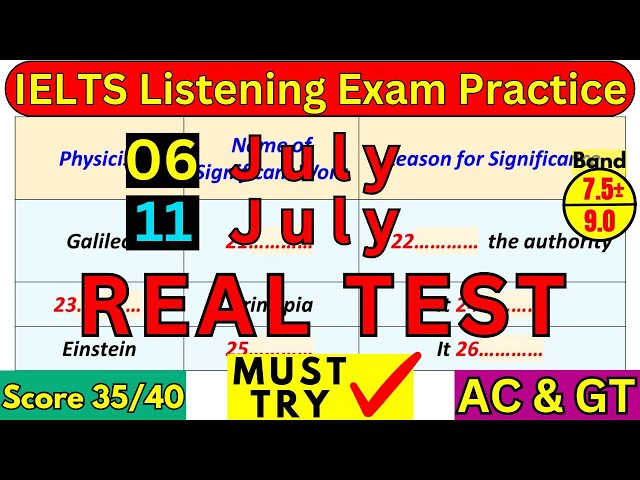 IELTS LISTENING PRACTICE TEST 29 JUNE & 06 JULY 2024 WITH ANSWERS | IELTS EXAM | IDP & BC