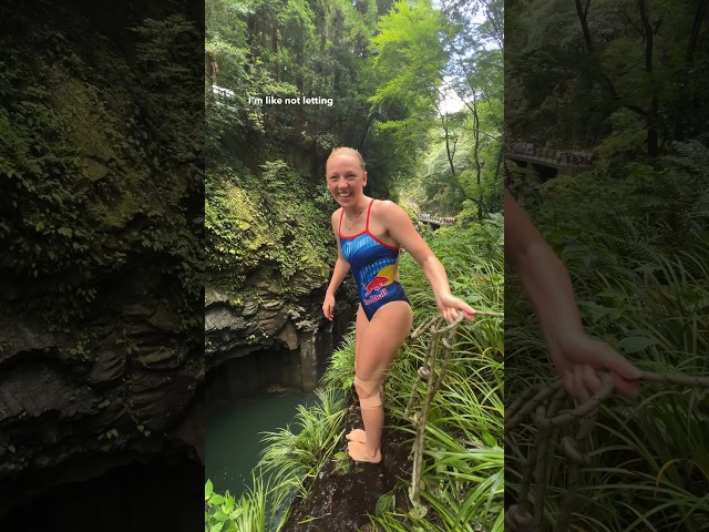 Diving into a sacred gorge in Japan 🇯🇵 #bravegang #shorts