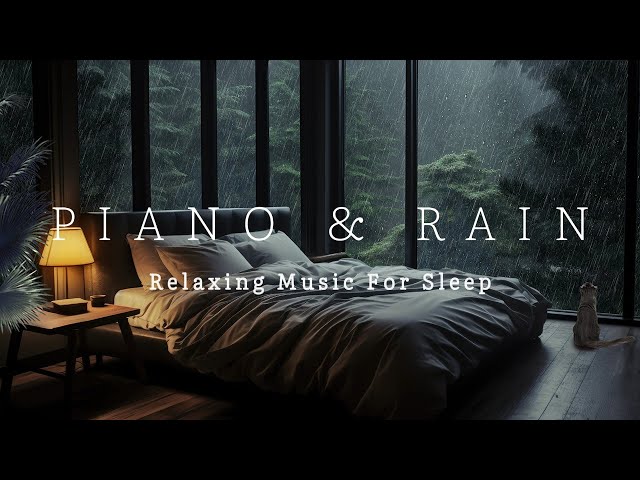 8 Hours Relaxing Sleep Music with Rain Sounds - Peaceful Music in the Warm Bedroom, Stress Relief