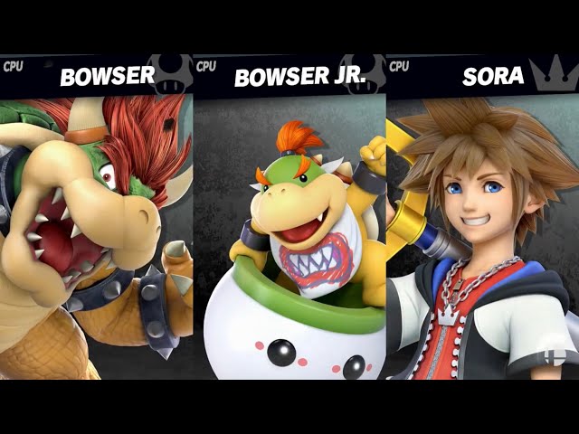 Super Smash Bros. Ultimate - Bowser vs Bowser Jr. vs Sora