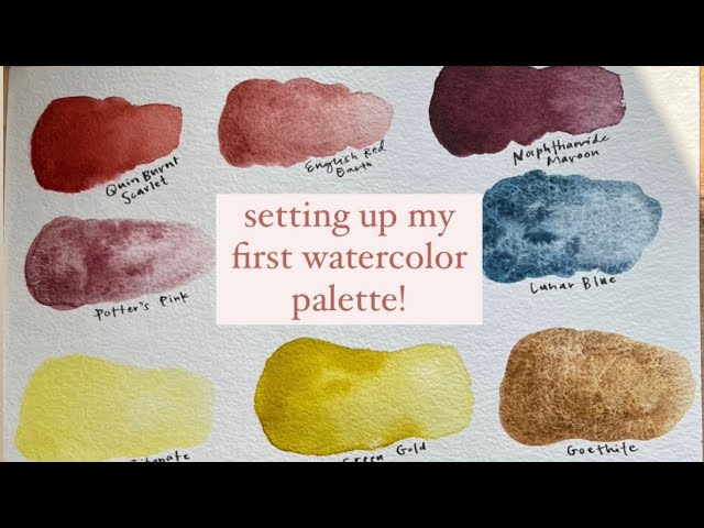 setting up my first watercolor palette | swatch with me