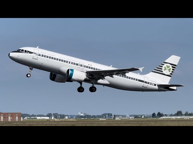 Aer Lingus AIRBUS A320-214 (Retro Livery) TAKING OFF From SCHIPHOL to DUBLIN