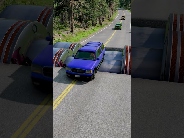 Cars vs Giant Bollards vs Hole - BeamNG.drive