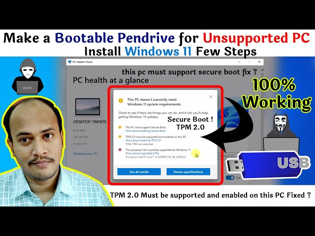 How to install windows 11 on unsupported pc without [ TPM 2.0 ] Make a Windows 11 Bootable Pendrive