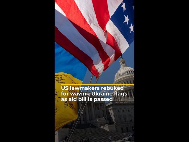 US lawmakers rebuked for waving Ukraine flags as aid bill is passed | AJ #shorts