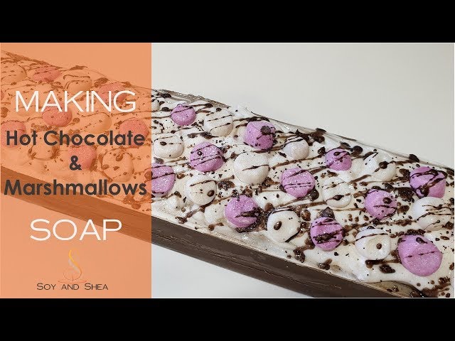 Hot Chocolate & Marshmallow Cold Process soap - making and cutting | Soy and Shea
