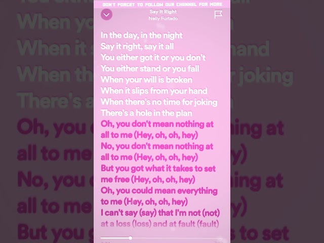 Nelly Furtado - Say It Right (Speed Up/Lyrics)