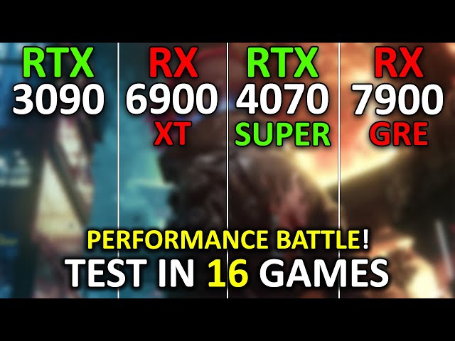 RTX 3090 vs RX 6900 XT vs RTX 4070 SUPER vs RX 7900 GRE | Test in 16 Games at 4K | 2024