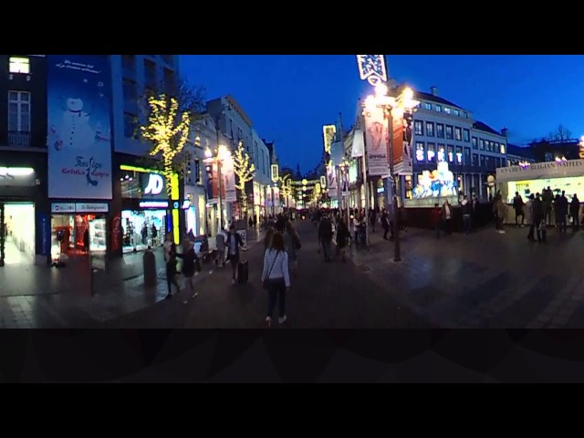 Evening walk over the Meir in Antwerp, Belgium 3D / 360