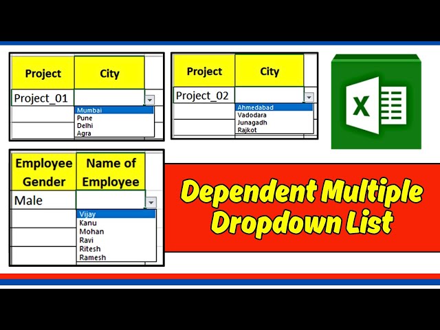Dependent Multiple Dropdown List | How to create Excel Dependent Multiple Dropdown List | #Excel |