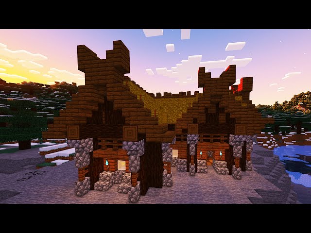 Build a Cozy Viking Winter House in Minecraft! (tutorial)