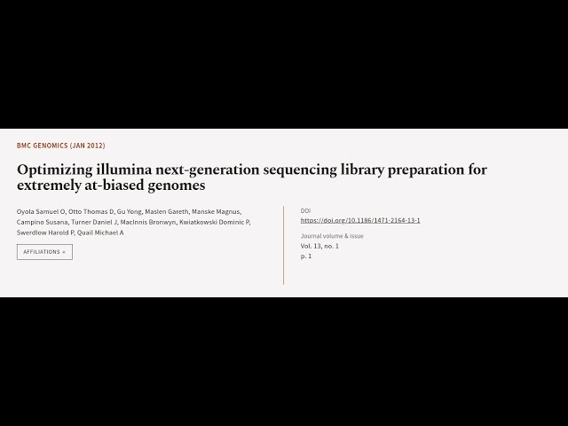 Optimizing illumina next-generation sequencing library preparation for extremely at-b... | RTCL.TV