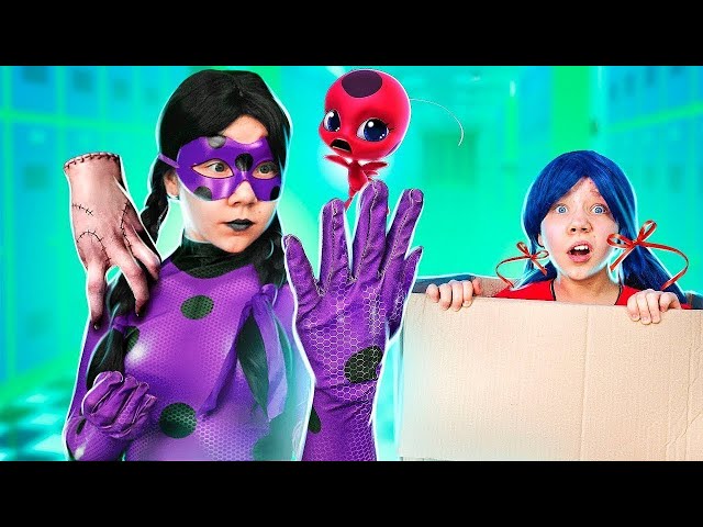 Mercredi Addams est devenue Ladybug! | Mercredi doit sauver tout le monde! | Watch Me Histoires