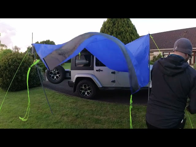 Tentbox Cargo 1.0 Cheap Shelter Hack - Tarp attempt No2 - Side of the Jeep Wrangler