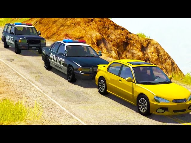 Crazy High Speed Police Chases and Roadblock Crashes #2 - BeamNG Drive Crash Compilation Gameplay