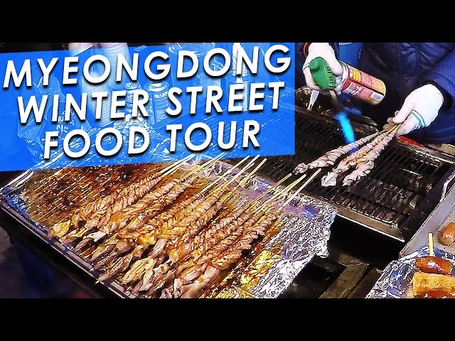 KOREAN STREET FOOD 🇰🇷: Myeongdong Winter Street Food Tour! 명동의 겨울 길거리 음식 투어