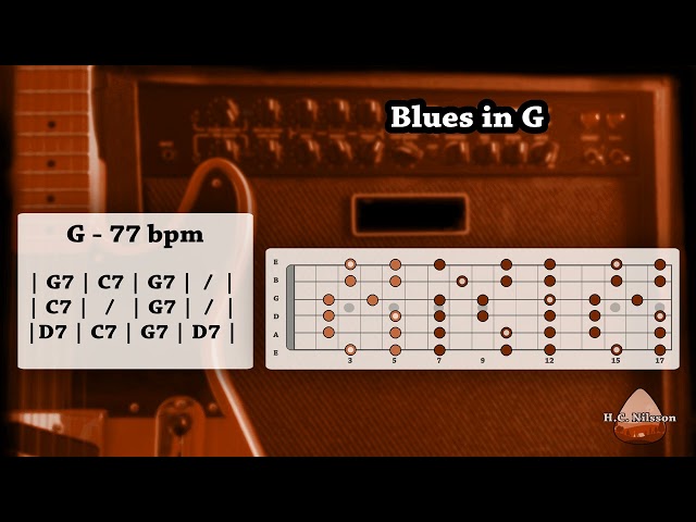 Slow Blues in G Backing Track 77 bpm