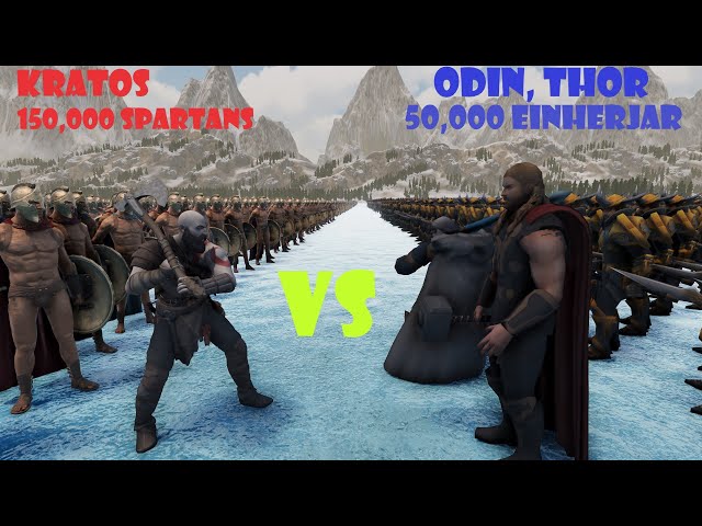 Kratos & 150,000 Spartans vs Thor, Odin & 50,000 Einherjar |  Ultimate Epic Battle Simulator 2