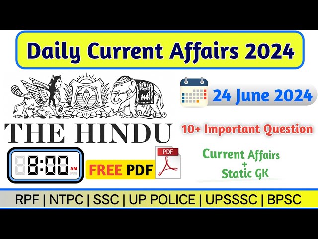 24 June 2024 | current affairs today | today current affairs | static GK - 01 | By- Top exam classes