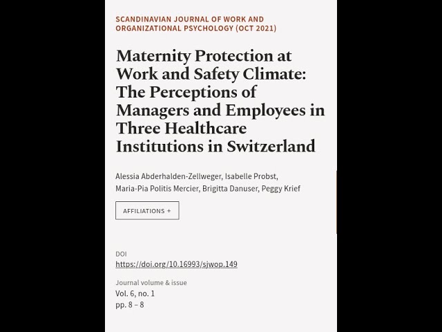 Maternity Protection at Work and Safety Climate: The Perceptions of Managers and Empl... | RTCL.TV