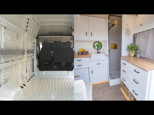 VAN CONVERSION Timelapse - Luxury DIY Campervan with SHOWER | Vanlife