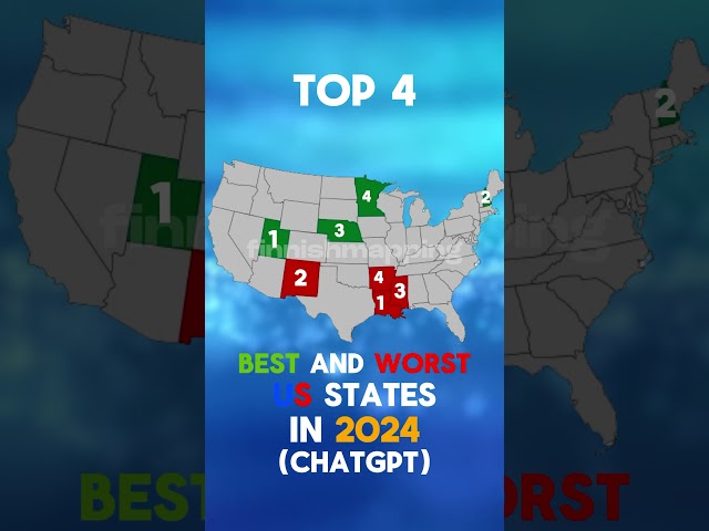 Top 4 Best and worst US states in 2024 (ChatGPT) #map #usa #mappingvideos #maps #mapping