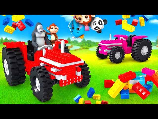 Lego Tractor Assemble : Farm Animals Gorilla,Monkey,Panda,Elephant Epic Adventure 2024