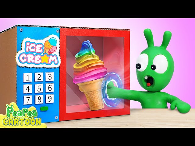 Pea Pea Opens Mystery Ice Cream Vending Machine - Kid Learning - PeaPea Cartoon