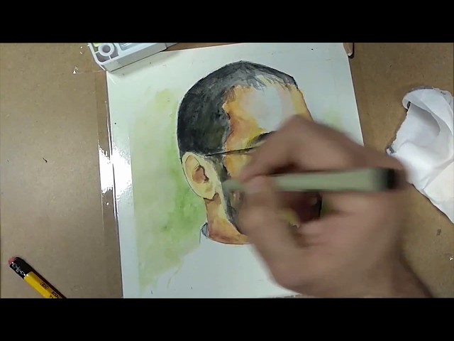Watercolor portrait رسم بورتريه بالألوان المائية