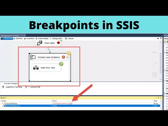 59 Breakpoints in SSIS | how to use breakpoints in ssis