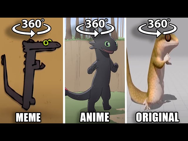 360º VR Toothless Dancing Meme vs Anime vs Original