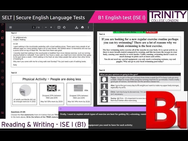 Trinity College London - ISE I (B1) Integrated Reading & Writing ||Sample Paper 1|Tips | UKVI