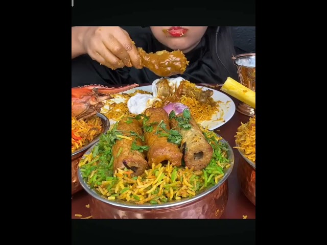 egg curry, chicken curry and mutton curry with biryani #mukbang #bigbiteschallenge #eatingshow