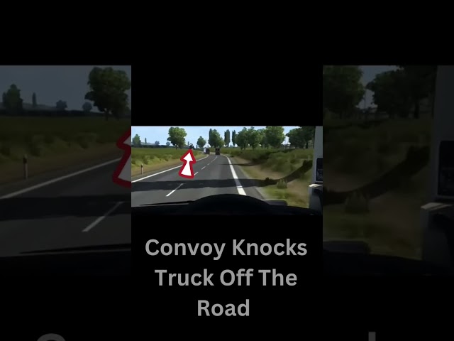 Truckers MP Convoy in front knocks truck of the road