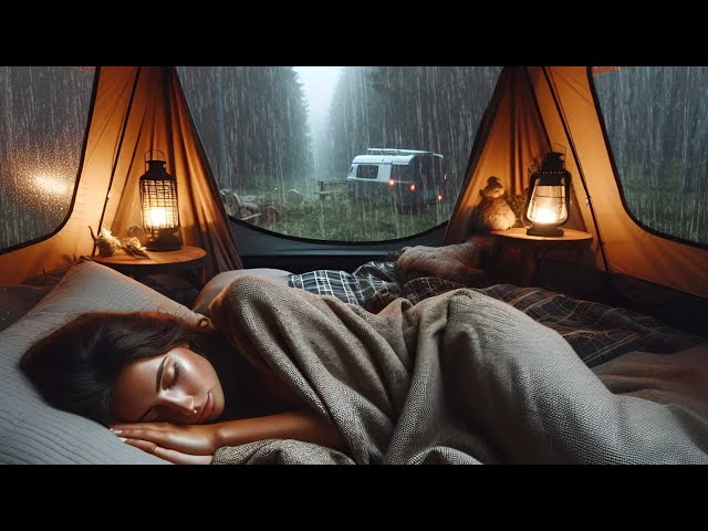 Rain sounds for sleeping-Sleep Deeply in 3 Minutes with Heavy Showers on the tent in a Magical Night