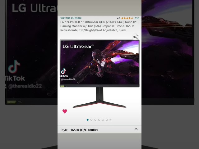 Crazy good deal on the LG 32GQ850-B 1440P 180hz #gaming monitor! $396!  Link in description