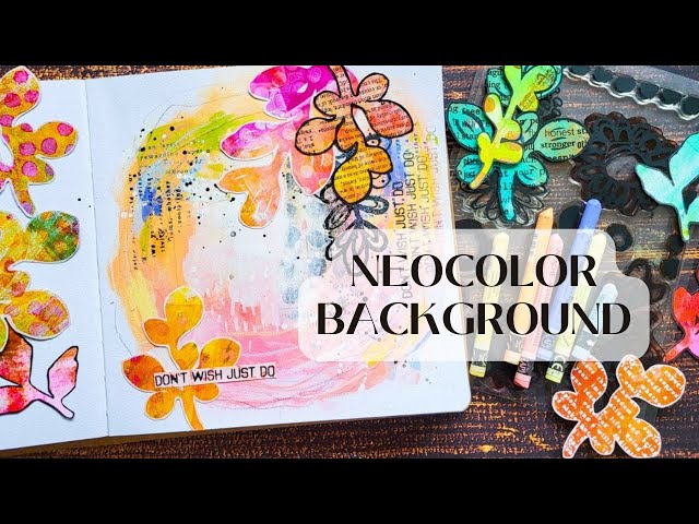 Easy Art Journal Background with Neocolors and Collage ⭐ Mixed Media for Beginners
