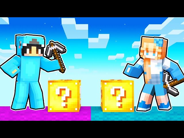 Playing a LUCKY BLOCK RACE With Crazy Fan Girl in Minecraft!